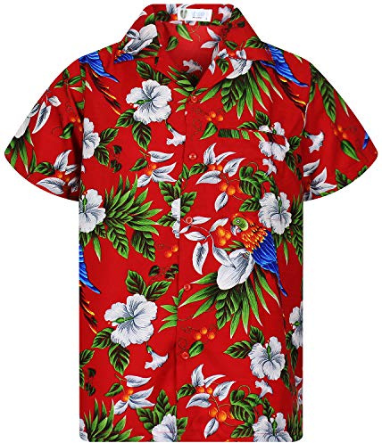 V.H.O. Funky Camisa-Hawaiana, Manga-Corta, Cherryparrot, Rojo, XL