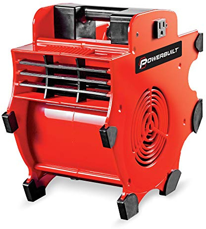 Powerbuilt 3 Speed Portable Blower Dry Fan, Adjustable 3-Speed, Shop Dryer, Wet Carpet, Paint, Built-in Outlets - Red 642259