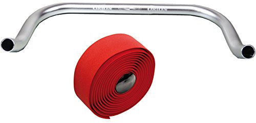 Bullhorn Fixie Singlespeed styre silver med styrband (röd, 400 millimeter)
