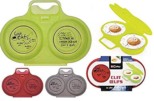 2 Lots de 2 Cuits Oeufs au plat,Mollets,Durs au Micro-ondes Pratique et Rapide (Coloris aléatoire)