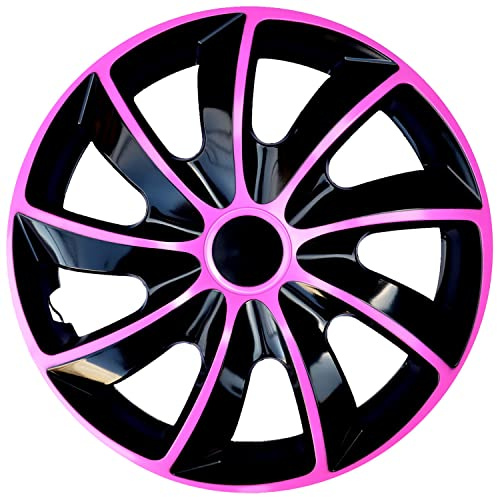 NRM QUAD Copricerchi universali Bicolor Set 4 pezzi (Nero/rosa, 15)