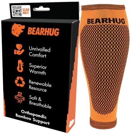 Bearhug Calf Compression Sleeve – Shin Splints & Running, Men & Women | Breathable bamboo calf support for shin splints and torn muscles – ideal for running, hiking and workouts, men & women