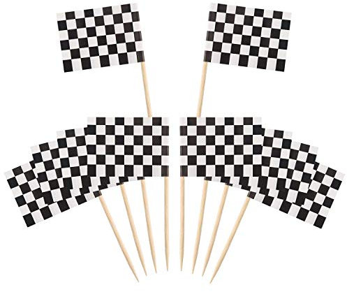 Bandiere Stuzzicadenti,100 Pezzi Bandierina di Corsa a Scacchi Toothpick Flags Marcatori Bandiera Piccole per Festa Torta Cibo Piatto del Formaggio Antipasti 3.5 * 2.5cm