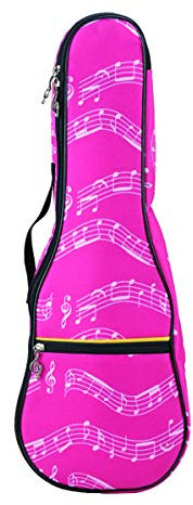 HilerPunk Musiknotenmuster Konzert Ukulele-Tasche,Etui,23 Zoll 600D wasserdichte Oxford Ukulele Taschen Etuis Einzelschulter Rucksack mit verstellbaren Trägern (Rosa)