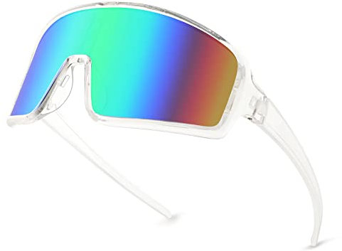 WANWAN Herren und Damen, großer Rahmen, modisch, Radfahren, Sport, Sonnenbrille, Laufen, Fahren, Angeln, Trekking, weißer Rahmen, Farbverlauf, grüne Gläser