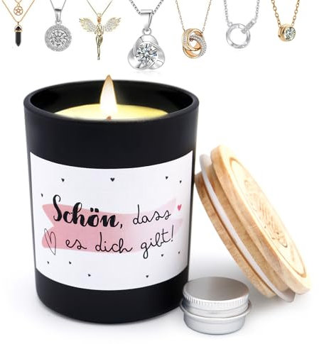 *Alster Herz* Schön dass es dich gibt, Schmuckkerze als Geschenk, Duftende Sojakerzen für Zuhause, Kerze mit Schmuck Überraschung Geburtstag