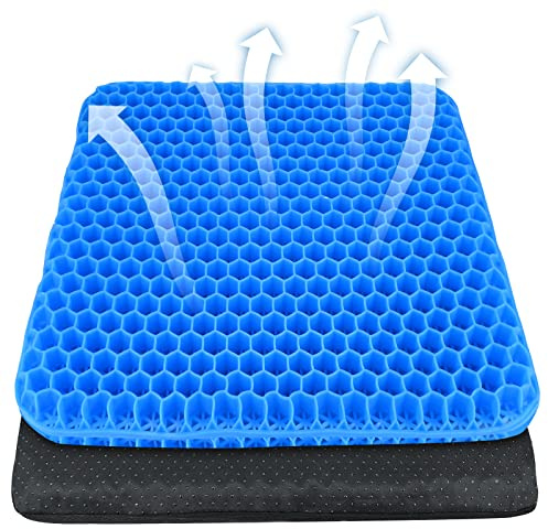 Gel Seat Cushion - Soft Sitter Honeycomb Cushions Double Thick Gel Cushion with Cloth Cover, Cooling & Ergonomic Support Pressure Cushion, for Office Chair, Wheelchair and Car Seat Pads- 42x35x3.5cm