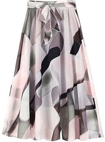 Runstarshow Women's Floral Midi Skirt - Pink, Size 8-24, Plus Size, High Waisted, Elasticated Waist, Chiffon, Sleeveless, Summer, Women's, COAT
