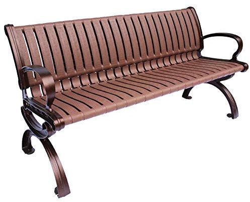 Park Garden Terrace Bänk Utomhusfritidsbänk, väderbeständig uteplatsbänk med gjutjärnsram och PVC-plast, Dekorativ bänk för veranda gräsmatta med ryggstöd och armstöd, 2-3-sits bänk