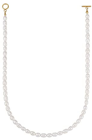 GD GOOD.designs Perlenkette Damen mit Süßwasserperlen - wasserfest I Perlen Kette mit 18 Karat Vergoldung (45cm) Hautverträgliche Halskette ohne Anhänger