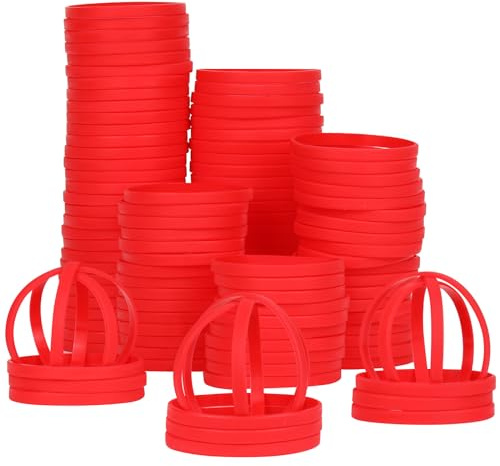 LVNRIDS 100 st gummiarmband silikonarmband 17,8 cm längd sport elastiskt armband armband storpack gåvor för pojkar flickor lärare studentfest röd