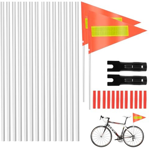 Galerie SV 2 Stück Fahrrad Wimpel,Fahrrad Fahne 200 cm Fahrradwimpel Verstellbare,Fahrradfahne für Kinder Reflektierender Fahrradfahnenwimpel Passend für Kinderfahrräder (Orange)