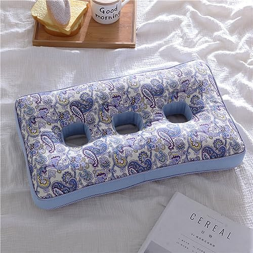 Cuscino laterale per dormire con guscio di grano saraceno, cuscino per orecchie a tre fori, cuscino per dormire lateralmente, per dolore all'orecchio e orecchie doloranti, design cavo per la