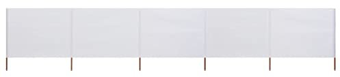 PABURNI 5-teiliger Faltbarer Windschutzscheiben Seitenmarkise Balkonfächer Sichtschutz Trennenwand für Garten Terrasse Balkon Küche UV- und Witterungsbeständig Weiß 600x80 cm