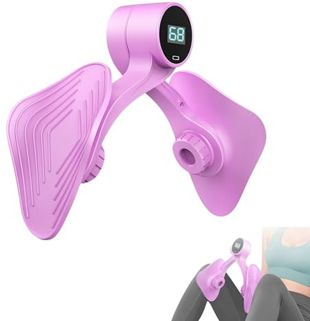 Ejercitador de Caderas.Entrenador de Piernas,Fortalecedor de Suelo Pélvico.Máquina de Glúteos para Entrenar en Casa,Gym. Accesorio Deportivo con Resistencia y Contador de Repeticiones.USB+Tipo C.Lila