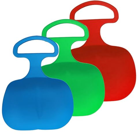 ZWERKZEUG ® 3er Pack Schneerutscher poporutscher mit gratis Schlittenleine, BPA-frei & robust, Porutscher mit Griff für Kinder Outdoor Wintersport, für Schnee, erhältlich in bunten Farben