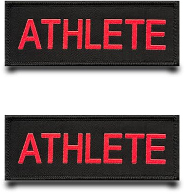 ATHLETE - Lot de 2 écussons brodés amusants - Écusson tactique avec broderie - Pour vêtements, sacs à dos, veste, jean, sacs, gilet