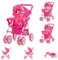 Chipolino Puppenwagen Dolly Korb faltbar Frontbügel Fußstütze Griff verstellbar, Farben:pink