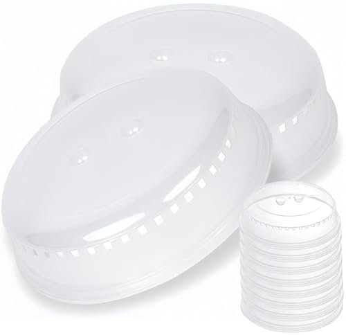 LATERN 8 Piezas Tapa Ventiladas para Platos de Microondas, 26CM Cubierta de Plástico Antisalpicaduras para Microondas Tapa Apilable Sin BPA para Alimentos para Todos los Platos y Fuentes