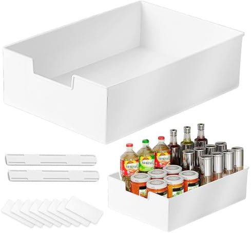 WANDGU Cajón Telescópico: 31.5 cm x 21.5 cm x 9 cm Blanco Ampliable Cajón Deslizante, Cajones Extraibles para Cocina, Organizador de Canasta de Armario Extensible para Armarios y Guardarropas