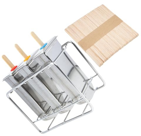 FELTECHELECTR 1juego Moldes De Helado De Acero Inoxidable Con Palitos De Moldes Para Paletas Para Hacer Helados y Postres Congelados Casa