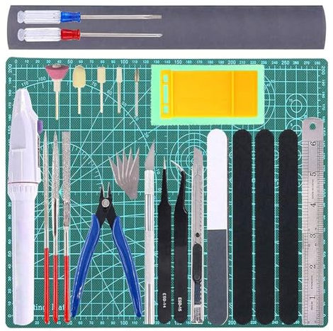 Roxvue Juego de Herramientas para Modelismo de 33 Piezas Kit Combinado de Herramientas para Modelismo de/Automóvil/Juguete