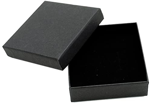 REBECASKYENS Presentlåda smycken, 9 x 9 cm ring ask svart present förvaringslåda smyckeskrin för armband och armband, med lock, örhängen, halsband, presentförpackningar