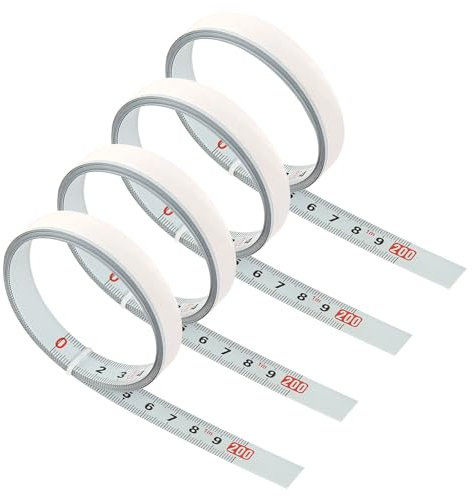 FASBET 4 pièces de ruban à mesurer auto-adhésif 2m de droite à gauche métrique à coller Ruban à mesurer auto-adhésif en métal pour fraiseuse à glissière T, scie de table, outil de travail du bois