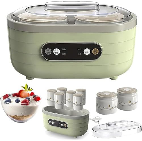 Yoghurt Maker, Multifunctional Automatic Mini Rice Wine Machine, 8 Cups, LCD Smart Touch Screen for Homemade Fresh Healthy Desserts