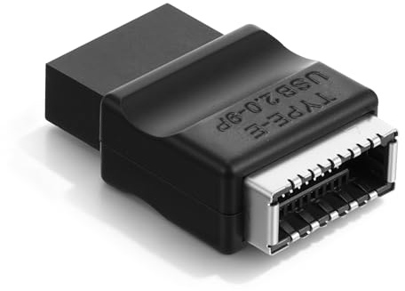 Psiriol USB 2.0 to Type-E Header Adapter, USB 2.0 9Pin Male to Type-E Female Converter for Mainboard with USB-C Type E Key-A Female Front Panel Socket to 9 Pin Header Internal Conversion Adapter