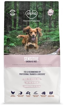 Alpha Sensitive Hypoallergenic Dry Dog Food | Complete Nutrition for Dietary Sensitivities | Chicken & Rice, 15kg