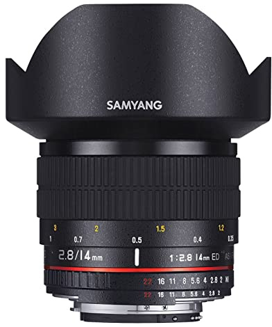 Samyang 7628 - Objetivo para Pentax K (distancia focal fija f/2.8/14mm, apertura f/14 mm, diámetro: 11 mm) negro