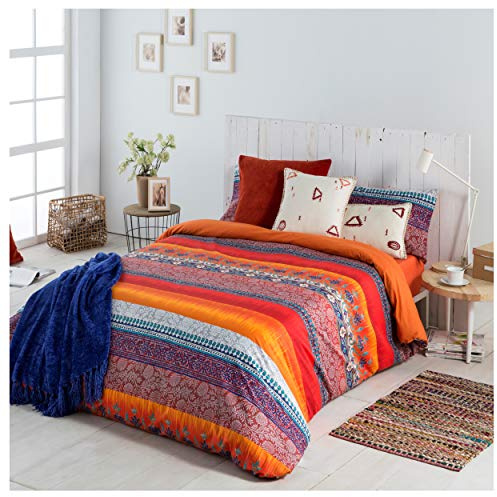 COTTON ARTean Funda Nórdica Cama 135 Percal ALGODÓN Indi Multicolor