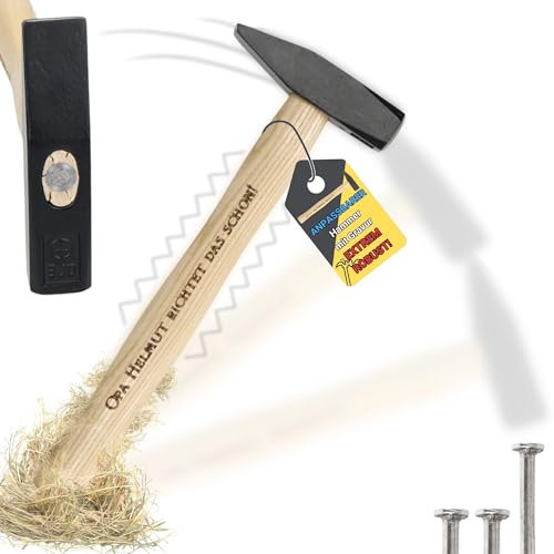 Personalisierter Hammer mit Gravur - Geschenkidee zum Vatertag für Papa, Freund, Mann & Opa - DIN1041 Geprüfter Schlosserhammer - Hammer liegt perfekt in der Hand (500gr)