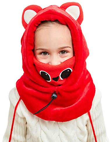 Happy Cherry - Skimütze Kinder Jungen Mädchen Sturmhauben Hut mit Schal für Ski Radfahren Draussen Balaclava Thermische Wintermütze mit Schal mit Nackenschutz - 3-12 Jahre