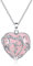 JOVIVI Natural Rose Quartz Crystal Stone Healing Reiki Lucky Pink Love Heart Pendant Necklace Silver Flower Wrapped Gemstone Jewellery Women Girls Gifts
