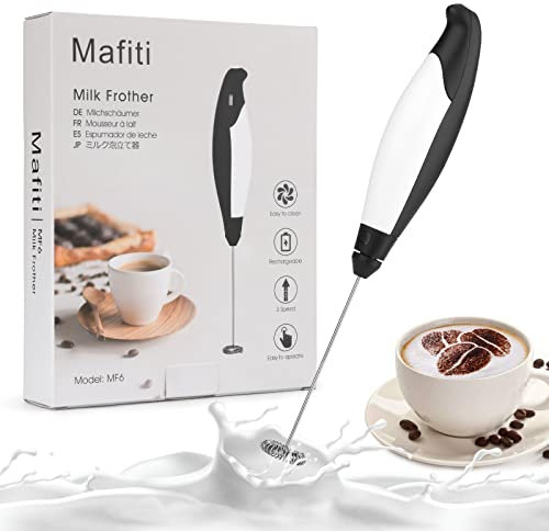 Mafiti Mousseur à lait électrique, Rechargable, Facile à nettoyer et à ranger pour le café, le chocolat chaud, le lait en mousse,les blanc d’œufs en mousse