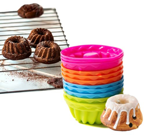 AOOGON 12 Pezzi Stampi in Silicone Muffin, Stampi Riutilizzabili Cupcake, Mini Ciambelle Stampi per Torte, Dessert, Cioccolato, Budino (Style 2)