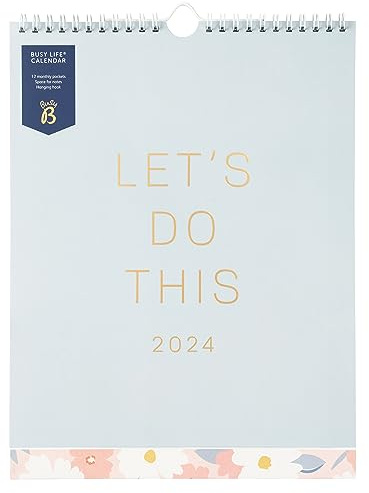 Busy B - Calendario Busy Life - Enero a Diciembre 2024 - Azul - Calendario mensual con bolsillos y listas To Do’s