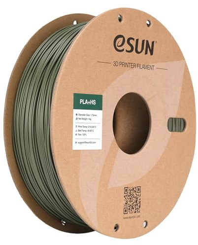 eSUN PLA+ Filament 1.75mm, PLA+HS Hochgeschwindigkeitsdruck 3D Drucker Filament Maßgenauigkeit +/- 0.03mm, 1KG Spule (2.2 LBS) Speedy PLA Plus Filament für High Speed Drucker,Olivgrün