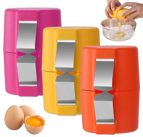 3Stück Eierschalenöffner,Eieröffner,Tragbares Eierknacker-Trennwerkzeug,Handgehaltener Eierschalenöffner,Eierknacker Trennwerkzeug,Egg Shell Opener,Geeignet Für Hausmannskost,Camping(Gelb,Rosa,Orange)