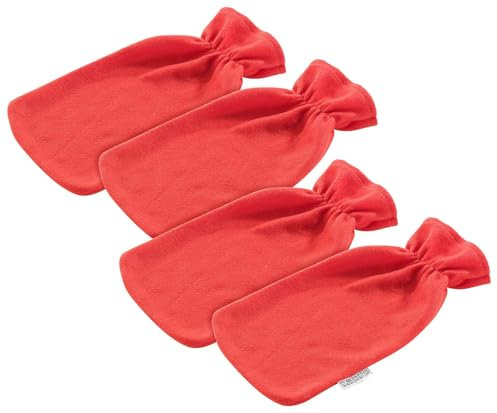 PEARL Überzüge Wärmflaschen: 4er-Set weiche Vliesbezüge für 1-Liter-Wärmflasche, rot (Wärmflaschenbezug, Bezug für Wärmflasche, Waschmaschine)