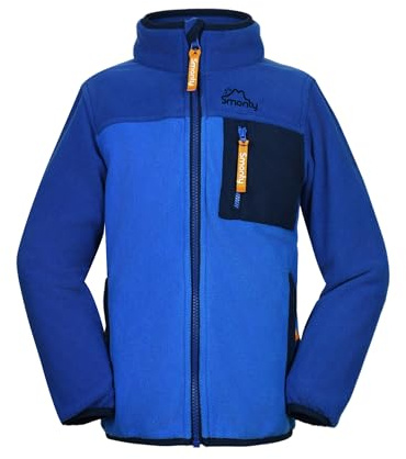 SMONTY Kinder Polarfleece-Jacke – Reißverschluss-Jacke für Jungen & Mädchen, bequem und warm – ideal für alle Jahreszeiten, Camping, Wandern & Reisen(INDIGO 14)