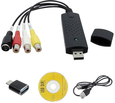 SRLWMYI - Convertidor USB de vídeo para audio, VHS VCR Hi8 Mini DV adaptador de casete de audio y vídeo USB, tarjeta de captura de transferencia digital, para Windows 11/10/8/7/XP/Vista, compatible