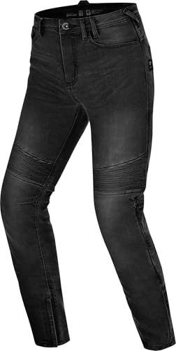 SHIMA Zenith Motorrad Jeans Herren mit Protektoren GFLEXX Knieprotektoren Motorradhose Kurzgrößen Hosen für Mann Protektorenhose Textilhose Urban Stretch Jeanshose Lang (Männer, Schwarz, 38/34)