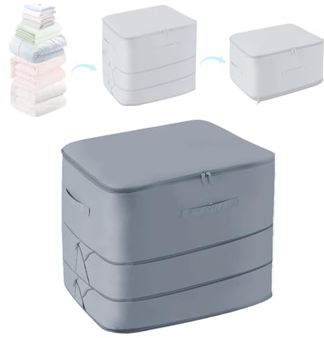 Générique Organisateur d'Auto-Compression Ultra Peu Encombrant,Sac de Compression,Sac Compression Voyage,Grande Capacité à Trois Couches,Convient pour Ranger Les Vêtements et Les Couettes,Gris