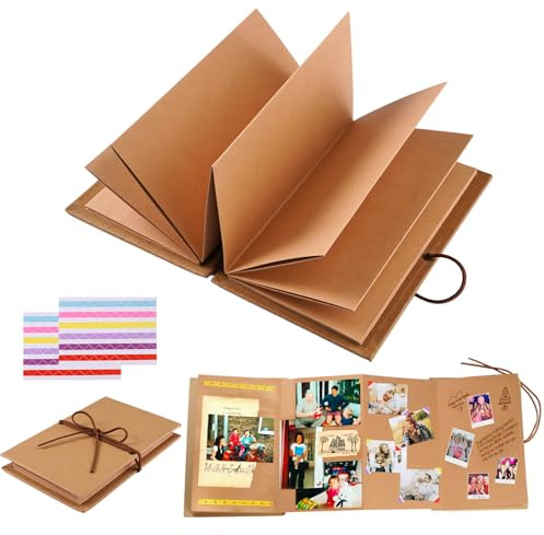 Album de Fotos Plegable Acordeon, 18 X 11.5 cm Libro de Fotos Pequeño, Estilo Acordeón DIY Fotográfico Album, Kraft Plegable Libro para Manualidades para Cumpleaños, Boda, Regalo de Graduación