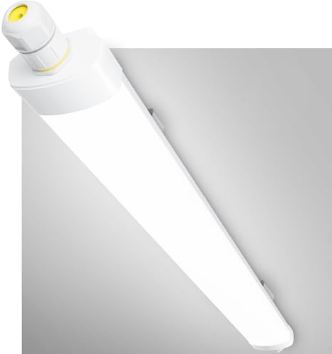 GeyouLux Fluorescerande LED 60 cm, 20 W 2520 lm 5000K IP65 dammrör, flimmerfri LED-skärm, med jordledning och seriekoppling, 96 lysdioder för verkstad, garage, kök, vit