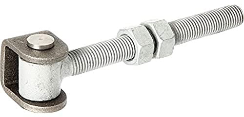 Alberts 418366 Bandella per cancelli, con dadi, vite ad occhiello zincata a caldo, perno di collegamento e anello di sicurezza in acciaio inox, Filettatura M16