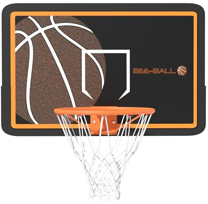 Bee-Ball Wall Mount Basketball Hoop 43 x 27 Indoor Outdoor Basketball Games, Adjustable-Height and Fixed Basketball Hoop - Shatter-Proof Backboard Playset for Indoor and Outdoor Play